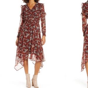 NWOT Sam Edelman Fanciful Flower Sleeve Midi Dress